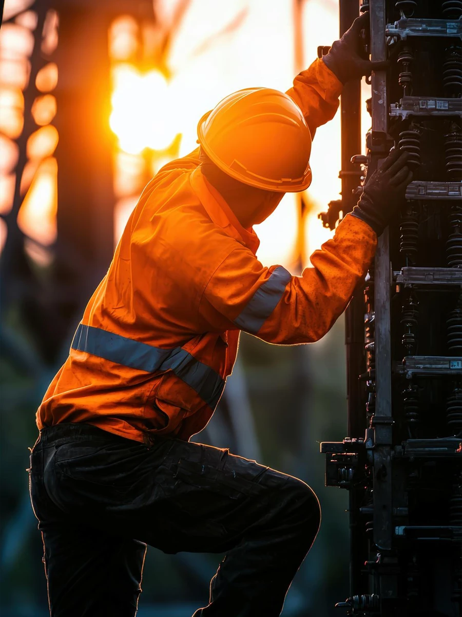 Técnico da CST instalando fibra óptica em campo