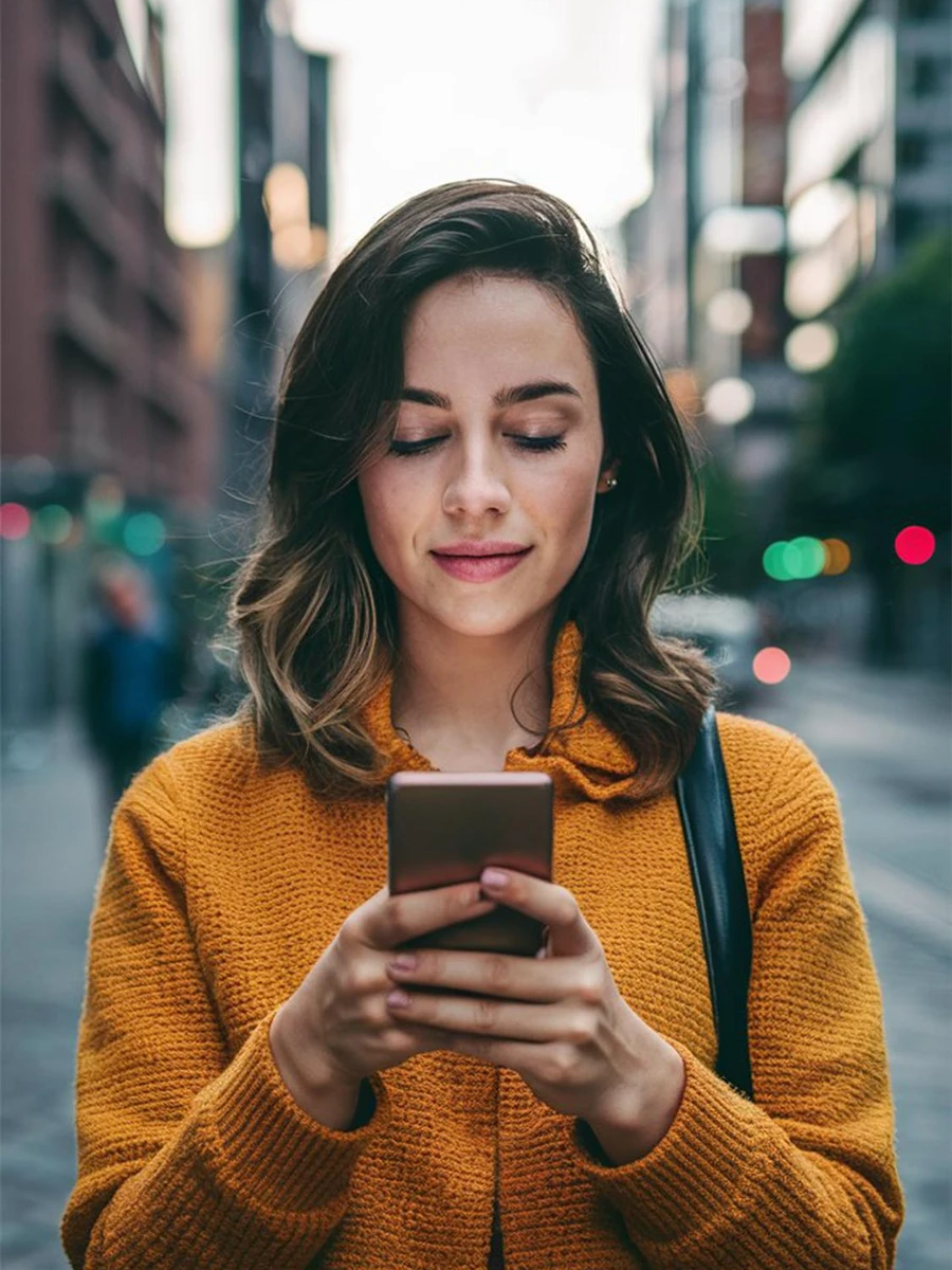 Pessoa usando o celular com a telefonia móvel CST